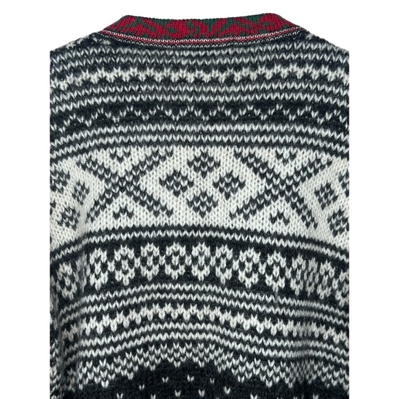 Bouviac Men's 100% Pure New Wool Fair Isle Nordic Sweater Sz SMALL Gray Metal - Picture 4 of 9